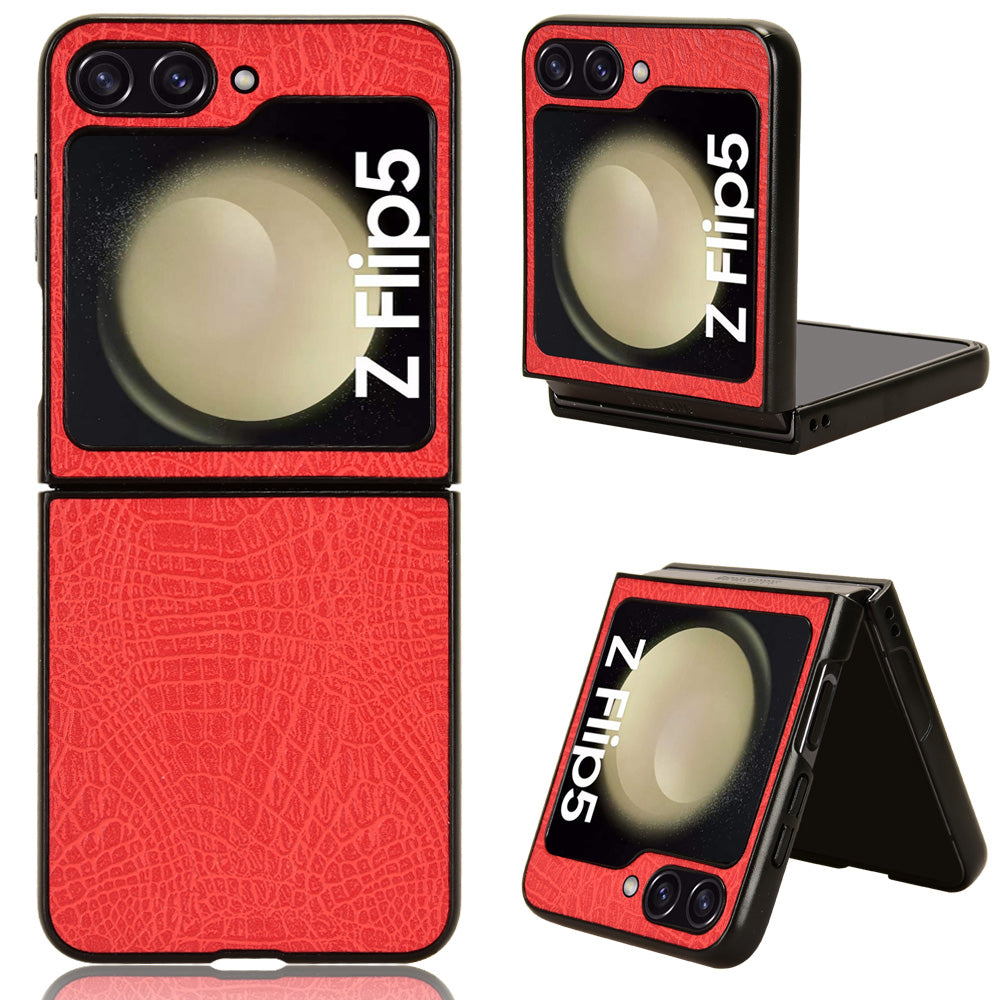 For Samsung Galaxy Z Flip5 5G Anti-Scratch Crocodile Texture Phone Case PU Leather PC Cell Phone Cover For Samsung Galaxy Z Flip5 5G Anti-Scratch Crocodile Texture Phone Case PU Leather PC Cell Phone Cover